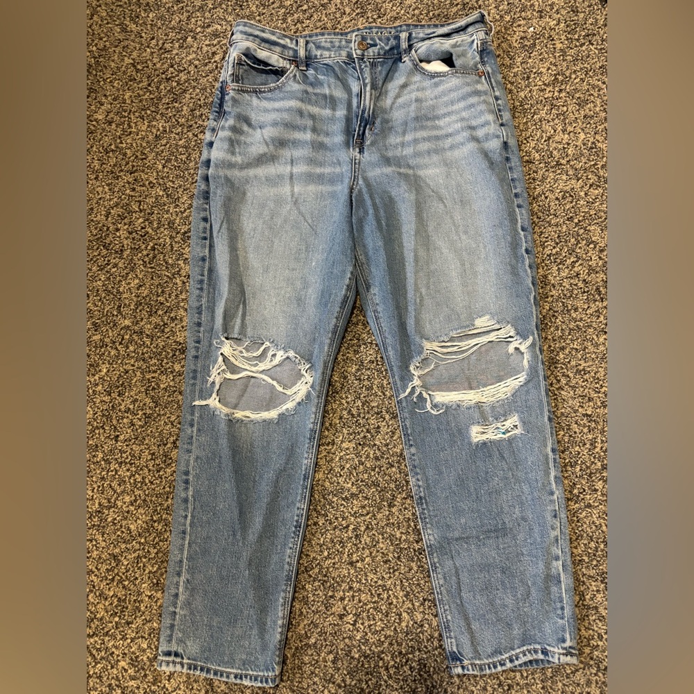 AE Distressed Mom Jeans